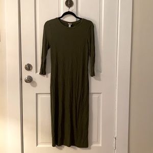 a new day form fitting green ribbed cotton dress